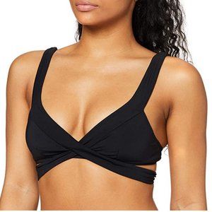 Seafolly Wrap Front Tri Bra Banded Bikini Top 31290-058 Black US 6